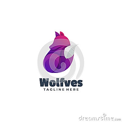Wolves Gradient Colorful Vector Illustration
