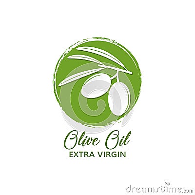 Vector logo, label or emblem green olive branch Vector Illustration