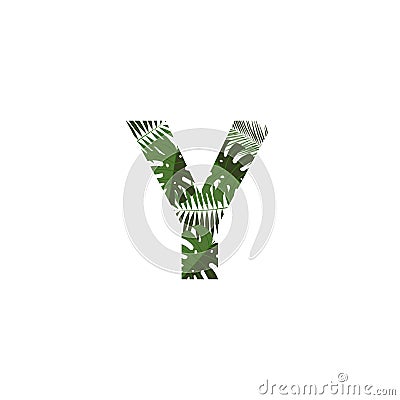 Vector Logo Letter Y Tropical Leaves Vector Illustration