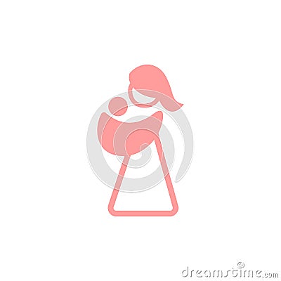 Vector logo mother with baby in sling. Sling logotype. Wearing Vector Illustration