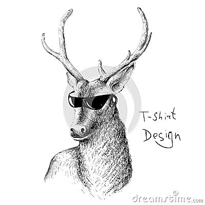 Vector logo natural deer Stock Photo