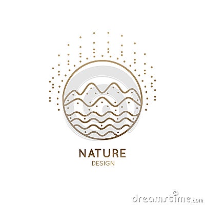 Logo sunny mountain river Vector Illustration