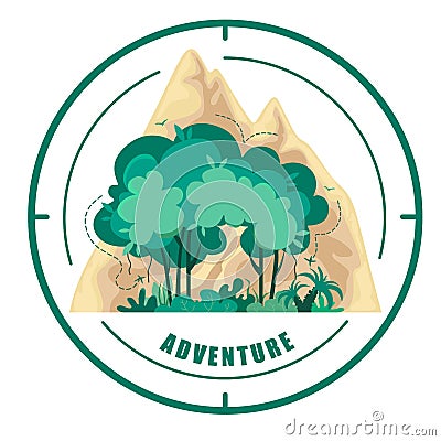 Vector logo of nature and mountains. Adventure. Symbol on white background Vector Illustration