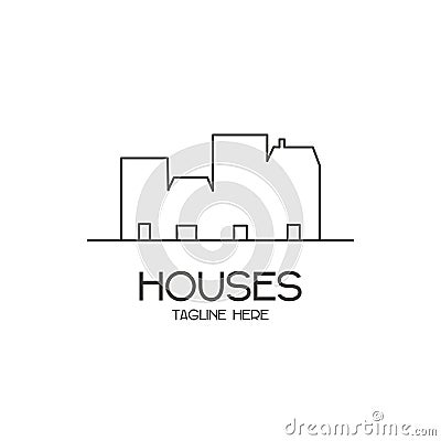 Vector logo with outlines of houses on a white background for construction companies, designers, architects, and the like Vector Illustration