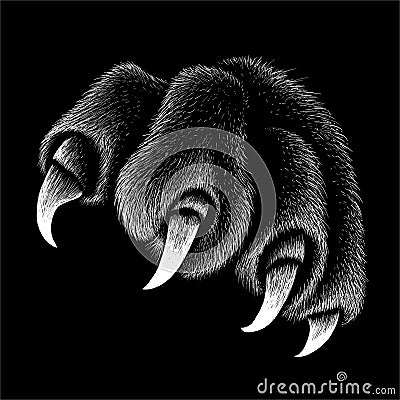 The Vector logo paw with claws for T-shirt design or outwear. Stock Photo