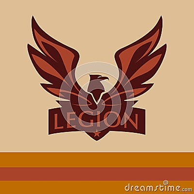 Vector logo with a picture of an eagle. Legion Vector Illustration