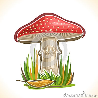 Vector logo red Toadstool Mushroom Vector Illustration
