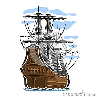 Vector logo sailing ship Vector Illustration