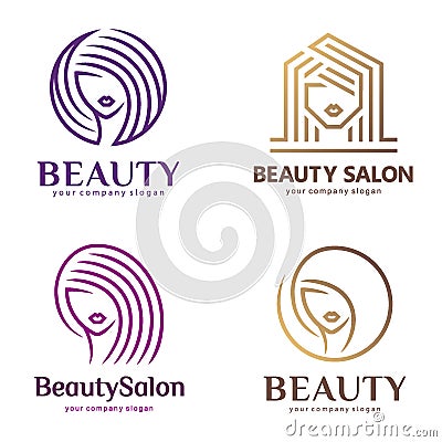 Vector logo set for beauty salon, hair salon, cosmetic Vector Illustration