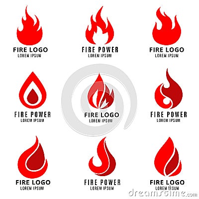 Vector logo set with fire symbols Vector Illustration