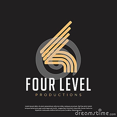 Vector logo symbol number four Vector Illustration