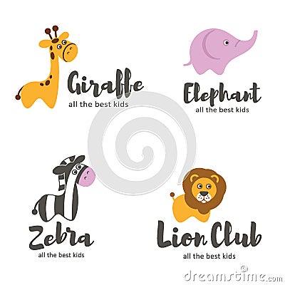 Vector logo template. Baby animals. Vector Illustration