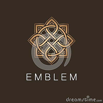 Vector logo template for boutique hotel, restaurant, jewelry. Gold luxury monogram. Mascot Vector Illustration