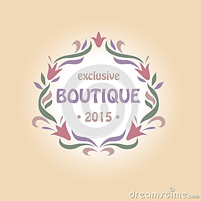 Vector logo with a vignette of flowers. Boutique Vector Illustration