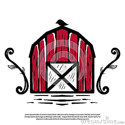 Vector logo of a vintage farm barn Vector Illustration