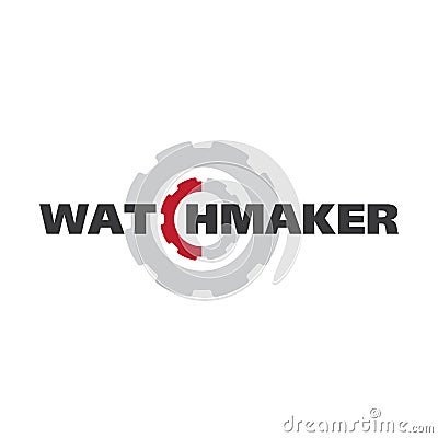 Vector logo for watchmaker and watch repair Stock Photo