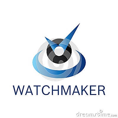 Vector logo for watchmaker and watch repair Stock Photo