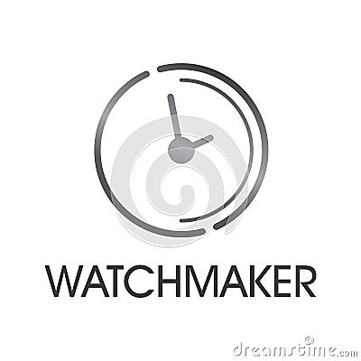 Vector logo for watchmaker and watch repair Stock Photo