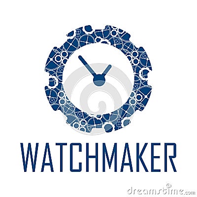 Vector logo for watchmaker and watch repair Stock Photo