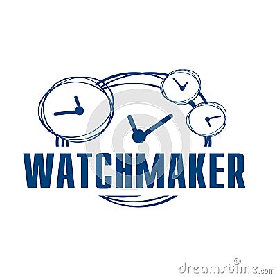 Vector logo for watchmaker and watch repair Stock Photo