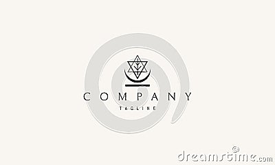 Vector logo on which an abstract image of an ancient sign and the moon. Vector Illustration