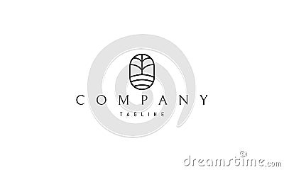 Vector logo on which an abstract image of a tree on a hill in a minimalistic design. Vector Illustration