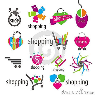 Vector logos and shopping discounts basket Vector Illustration