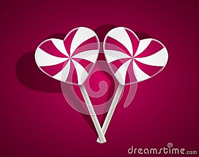 Vector lollipop heart on purple background. Eps10 Vector Illustration