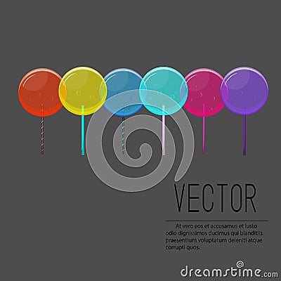 Vector lollipop illustration. Candy colorful sweets with bubbles. Kid design collection. Glamour cute print Vector Illustration