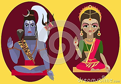 Vector lord Shiva and mata Parvati Vector Illustration