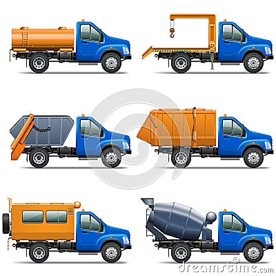 Vector Lorry Icons Set 5 Vector Illustration