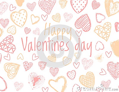 Vector love background with doodle hearts Vector Illustration