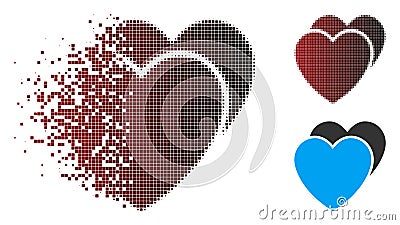 Sparkle Pixel Halftone Love Hearts Icon Vector Illustration