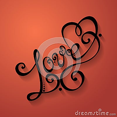 Vector Love Inscription, St. Valentine's Day Symbol Vector Illustration