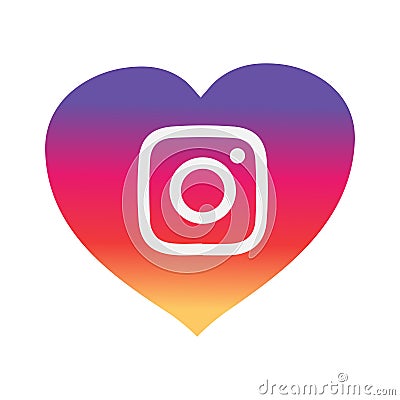 Love instagram icon in heart for valentine`s day social network holiday symbol Vector Illustration