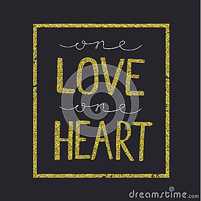 Vector love quote, lettering on black backround Vector Illustration