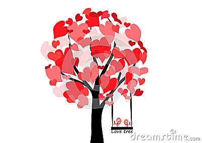 Vector love tree hearts Vector Illustration