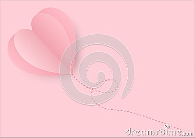 Vector of love and valentine day with big pink heart balloon.illustration postcard pink hearts Cartoon Illustration