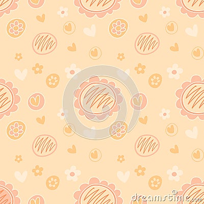 Vector lovely feminine floral background pattern in peach color Vector Illustration