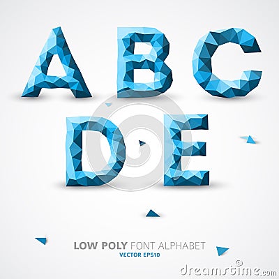 Vector low poly alphabet font Vector Illustration