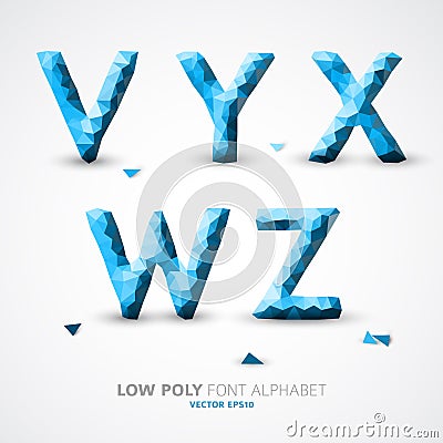 Vector low poly alphabet font Vector Illustration