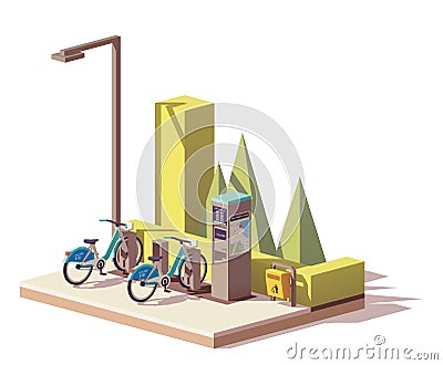 Vector low poly bicycle sharing system Vector Illustration