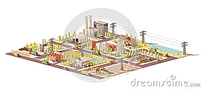 Vector low poly city waste management Vector Illustration