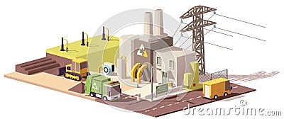 Vector low poly landfill gas collection plant Vector Illustration