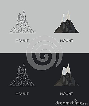 Vector low-poly mount. poster and logo design. flat hipster stile Vector Illustration