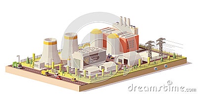 Vector low poly nuclear power plant Vector Illustration