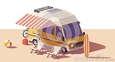 Vector low poly RV camper van Vector Illustration