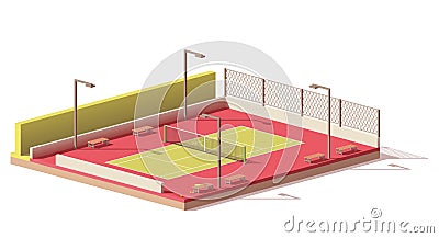 Vector low poly tennis court Vector Illustration