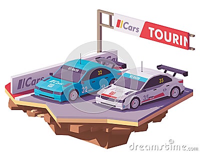 Vector low poly touring racing cars Vector Illustration