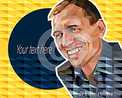 Vector low polygon style illustration - portrait of middle-aged attractive man Cartoon Illustration